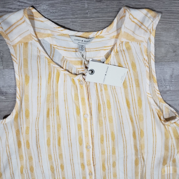 Lucky Brand yellow stripe scoop neck - Picture 2 of 4